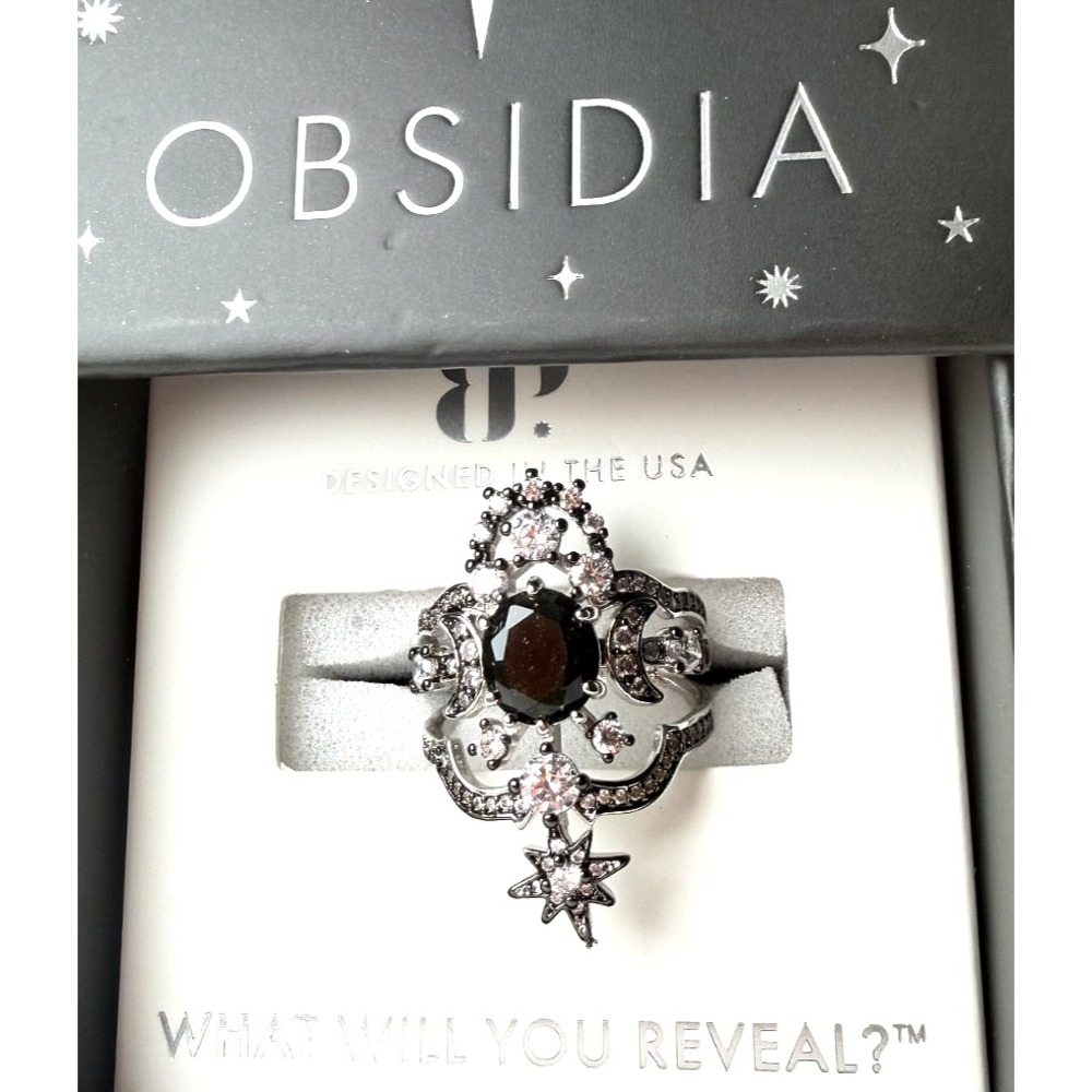 Size 6 Bomb Party Obsidia Ring - RG40811 Cosmic Queen - Black Obsidian